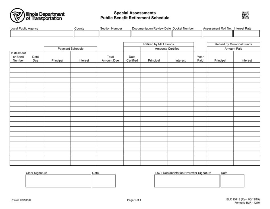 Form BLR15413 Special Assessments - Public Benefit Retirement Schedule - Illinois, Page 1
