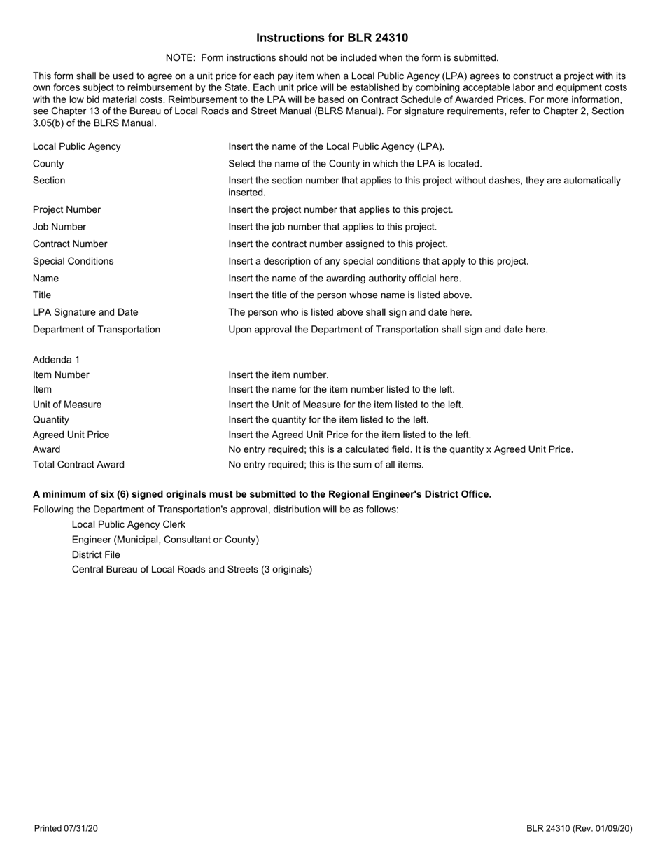 Form BLR24310 Unit Prices Agreement for Federal Day Labor Projects - Illinois, Page 3