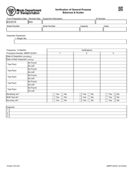 Document preview: Form BMPR QCD01 Verification of General-Purpose Balances & Scales - Illinois