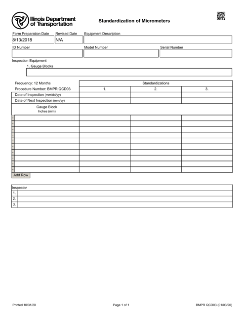 Form BMPR QCD03  Printable Pdf