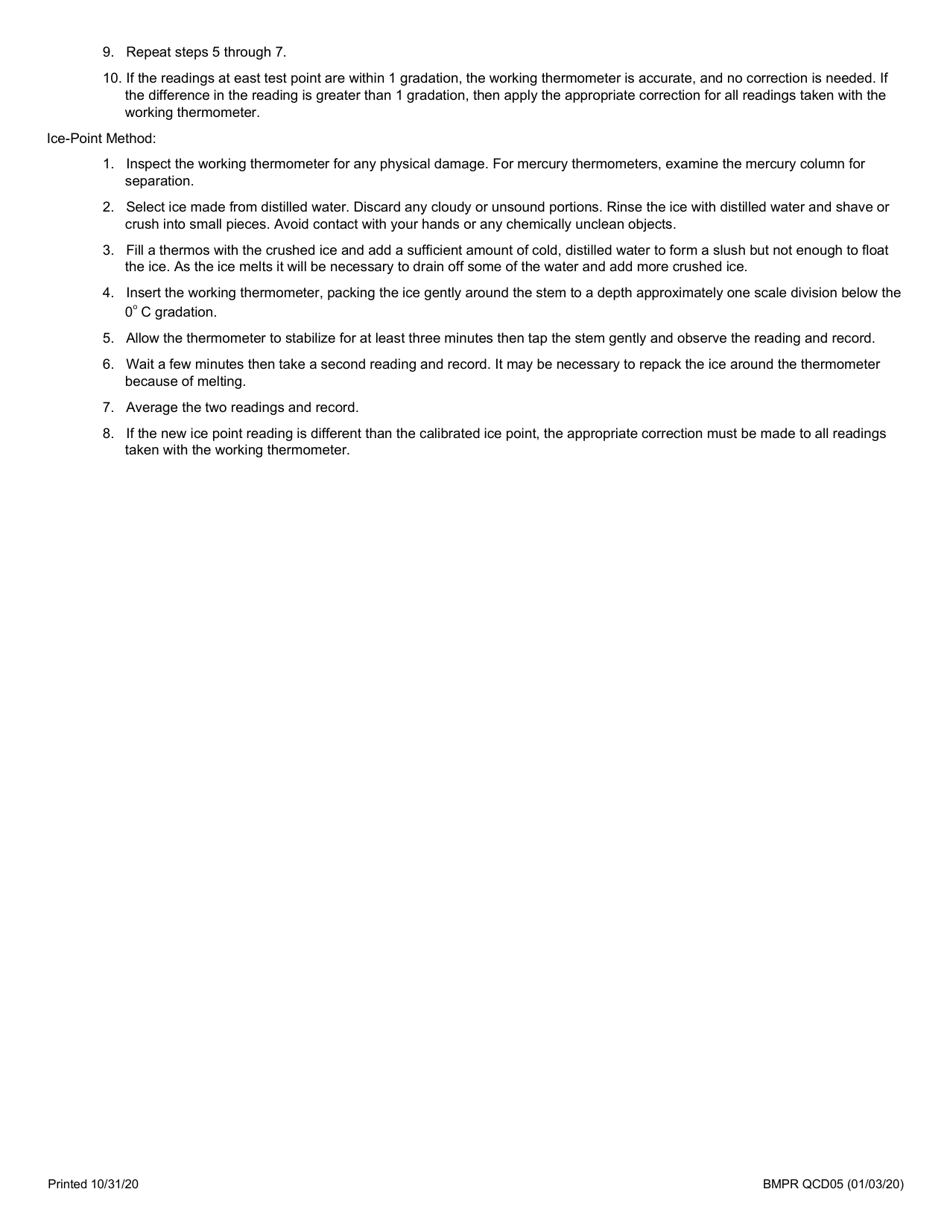Form BMPR QCD05 Standardization of Working Thermometers - Illinois, Page 3