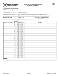 Form BMPR QCD12 Check of Fine Aggregate Sieves by Visual Inspection - Illinois