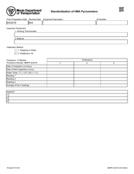Form BMPR QCD16 Standardization of Hma Pycnometers - Illinois