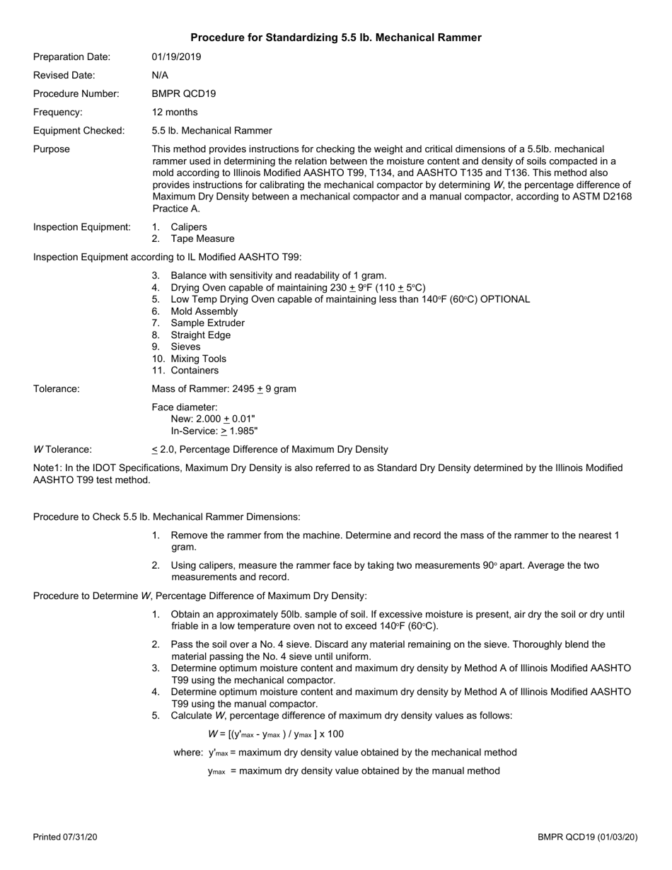 Form BMPR QCD19 Standardization of 5.5 Lb Mechanical Soil Compactor - Illinois, Page 2
