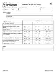 Form BMPR QCD27 Verification of Liquid Limit Devices - Illinois