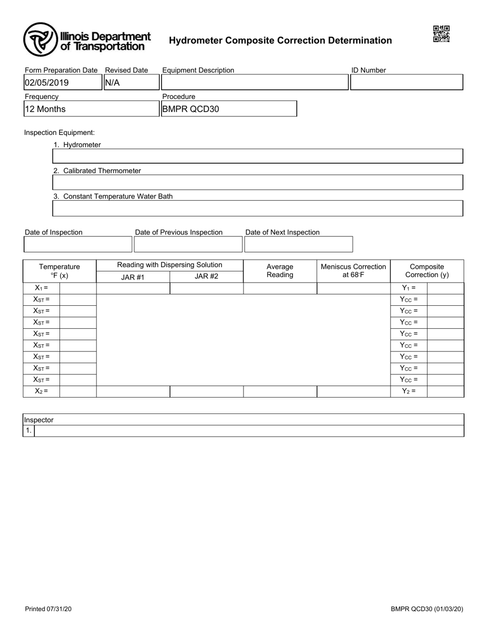Form BMPR QCD30 Hydrometer Composite Correction Determination - Illinois, Page 1