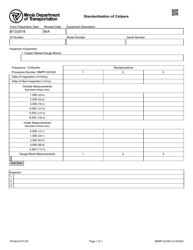 Document preview: Form BMPR QCD02 Standardization of Calipers - Illinois
