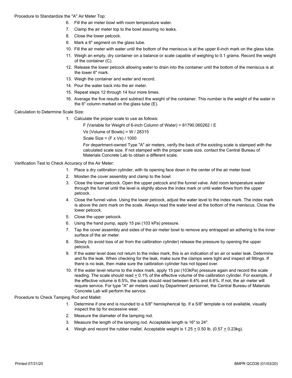 Form BMPR QCD36 Standardization of Type a Air Meter - Illinois, Page 4