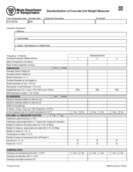 Document preview: Form BMPR QCD34 Standardization of Concrete Unit Weight Measures - Illinois