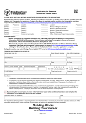 Document preview: Form PM2420 Application for Seasonal Technician Trainee Intern - Illinois