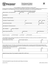 Document preview: Form BSPE1000 Child Restraint Citation Compliance Inspection - Illinois