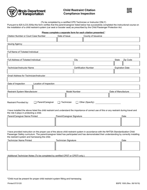 Form BSPE1000  Printable Pdf