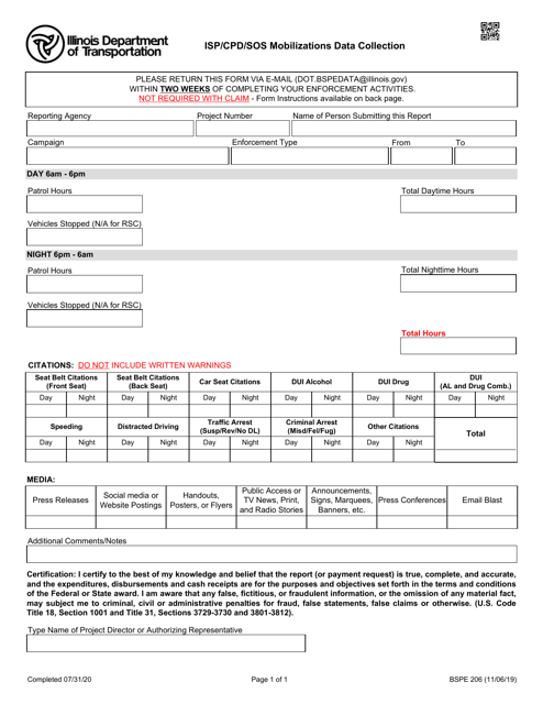 Form BSPE206  Printable Pdf
