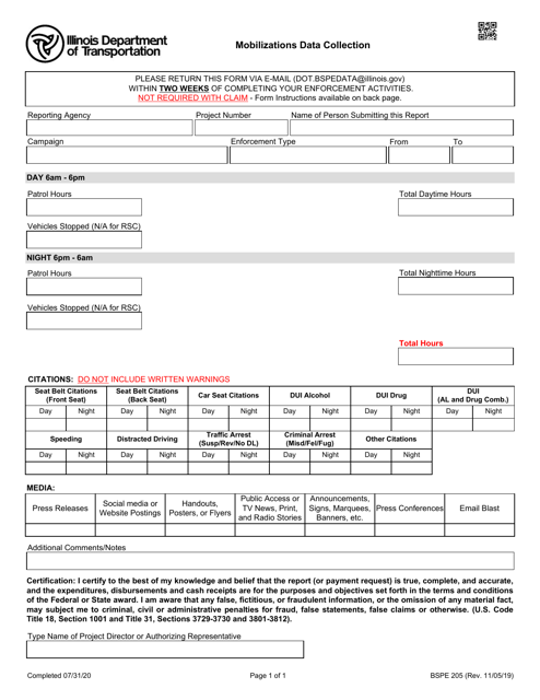 Form BSPE205  Printable Pdf