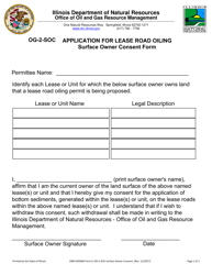 Document preview: DNR OOGRM Form OG-2-SOC Lease Road Surface Owner Consent Form - Illinois