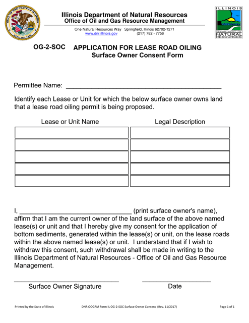 DNR OOGRM Form OG-2-SOC Lease Road Surface Owner Consent Form - Illinois
