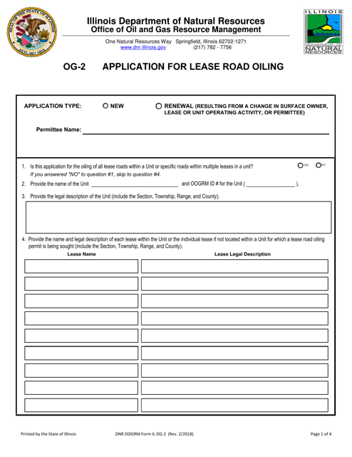 DNR OOGRM Form OG-2 Application for Lease Road Oiling - Illinois
