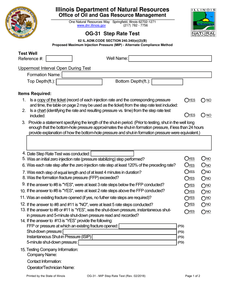Form OG-31 Step Rate Test - Illinois, Page 1