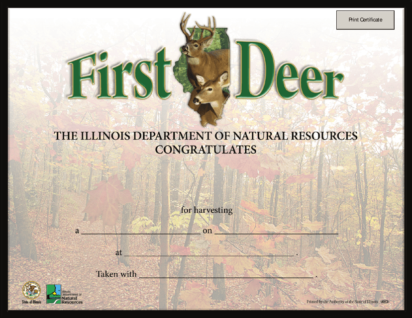 My First Deer Certificate - Illinois