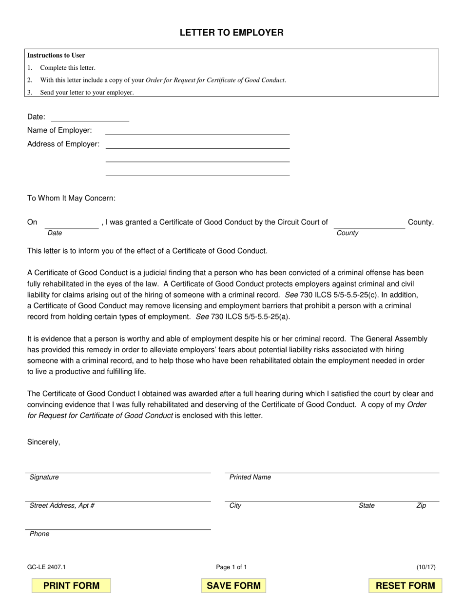 Form GC-LE2407.1 Letter to Employer - Illinois, Page 1
