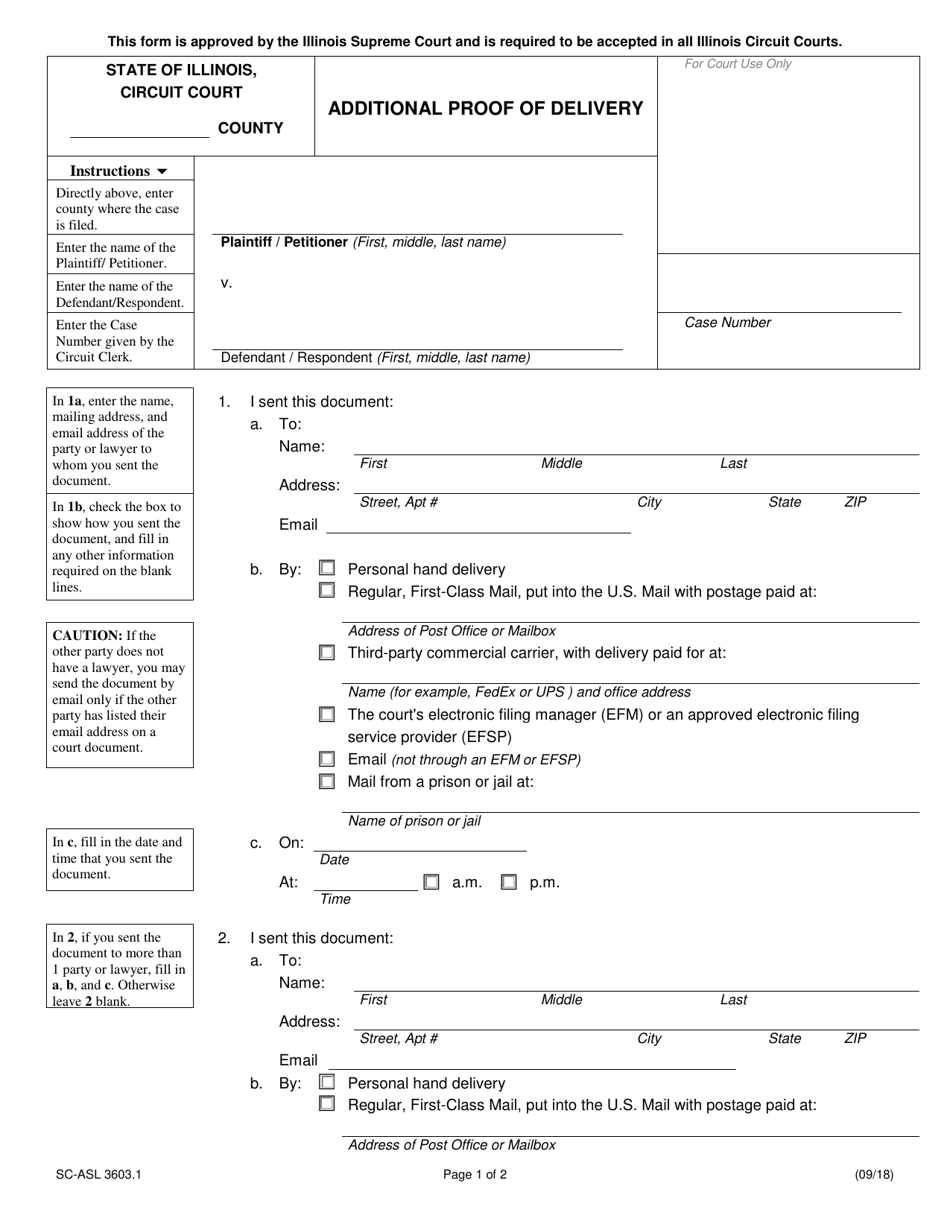 Form SC-ASL3603.1 Additional Proof of Delivery - Illinois, Page 1
