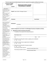 Document preview: Form AA-A907.5 Mortgage Foreclosure Appearance & Answer - Illinois