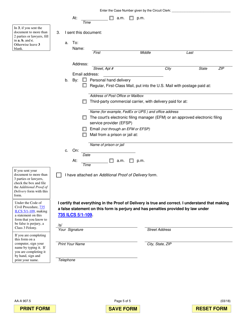 Form AA-A907.5 Mortgage Foreclosure Appearance  Answer - Illinois, Page 5