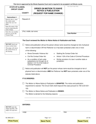 Document preview: Form NC-WNO307.1 Order on Motion to Waive Notice & Publication (Request for Name Change) - Illinois