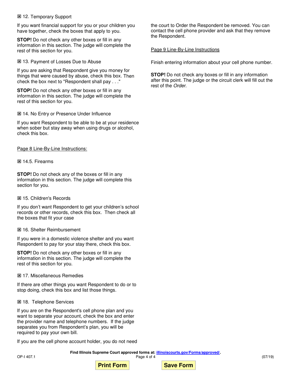 Instructions for Form OP-P405.2 Order of Protection - Illinois, Page 4