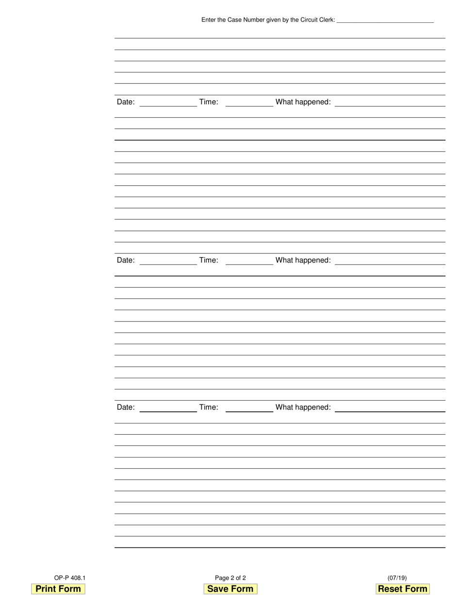 Form OP-AA408.1 Additional Incidents of Abuse - Illinois, Page 2