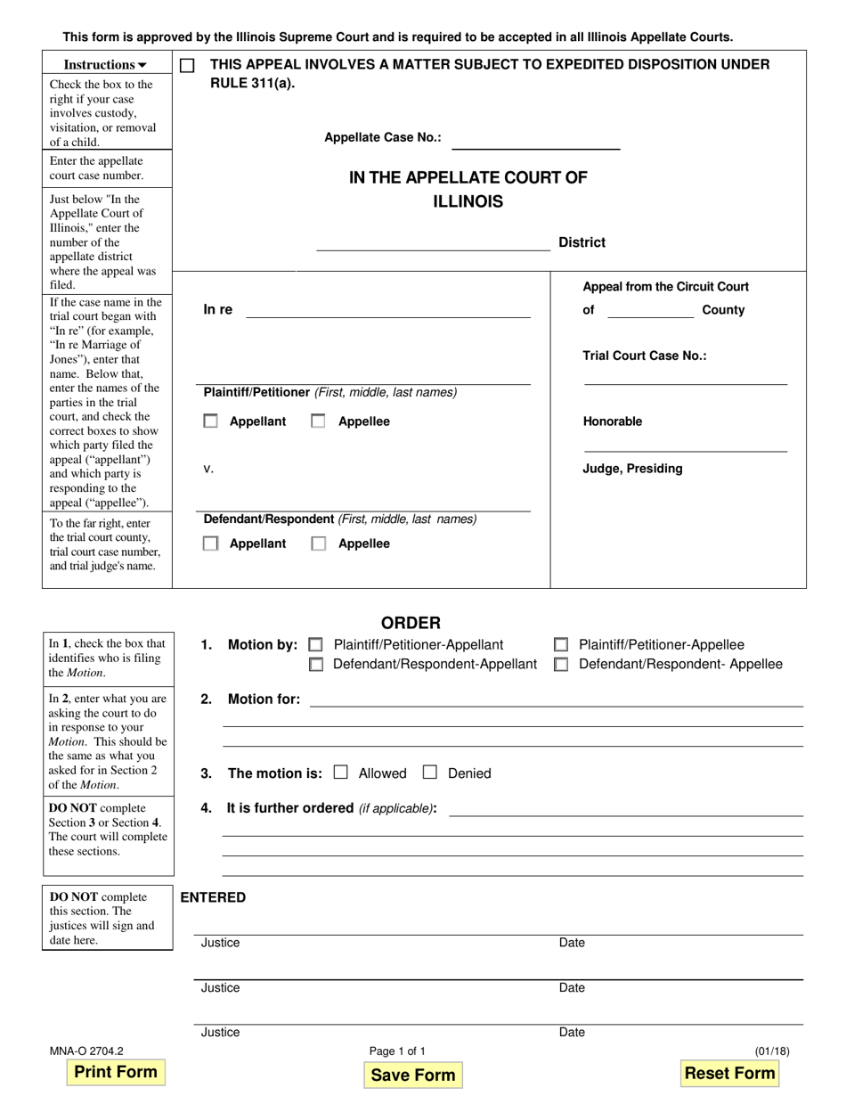 Form MNA-O2704.2 Appellate Motion Order - Illinois, Page 1