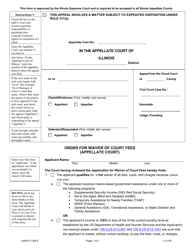 Form AWA-O1304.5 Order for Waiver of Court Fees (Appellate Court) - Illinois
