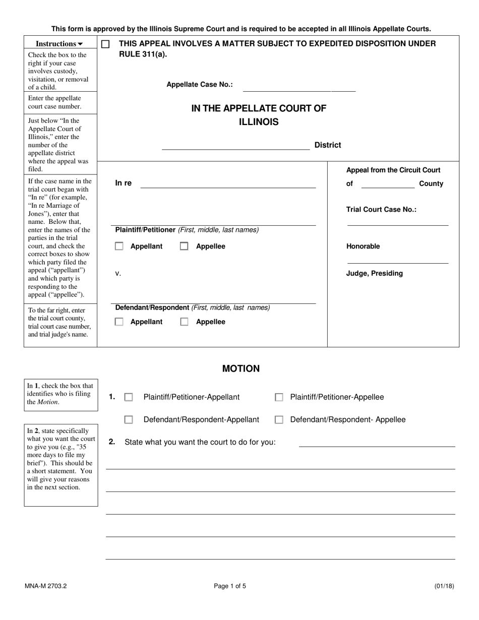 Form MNA-M2703.2 Appellate Motion - Illinois, Page 1