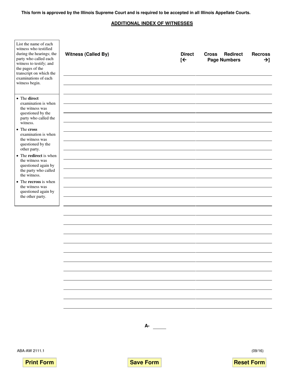 Form ABA-AW2111.1 - Fill Out, Sign Online and Download Fillable PDF ...