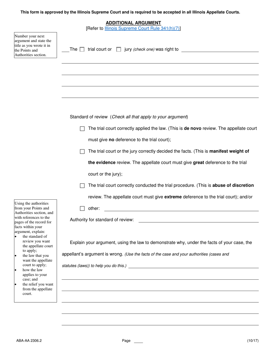 Form ABA-AA2306.2 Additional Argument - Illinois, Page 1