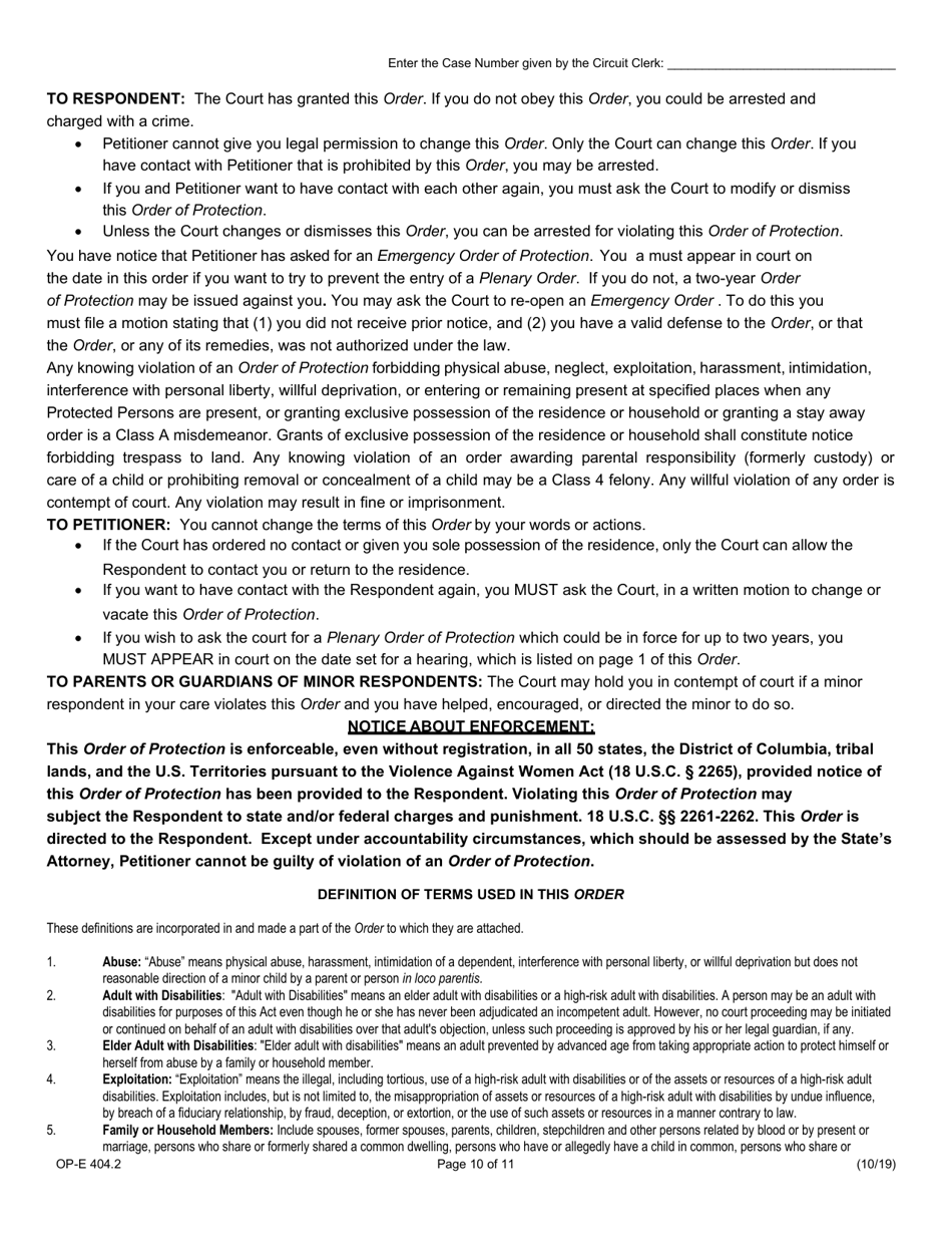Form OP-E404.2 Emergency Order of Protection - Illinois, Page 10