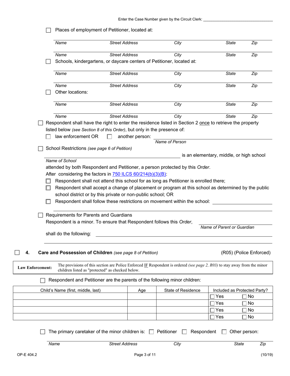 Form OP-E404.2 Emergency Order of Protection - Illinois, Page 3