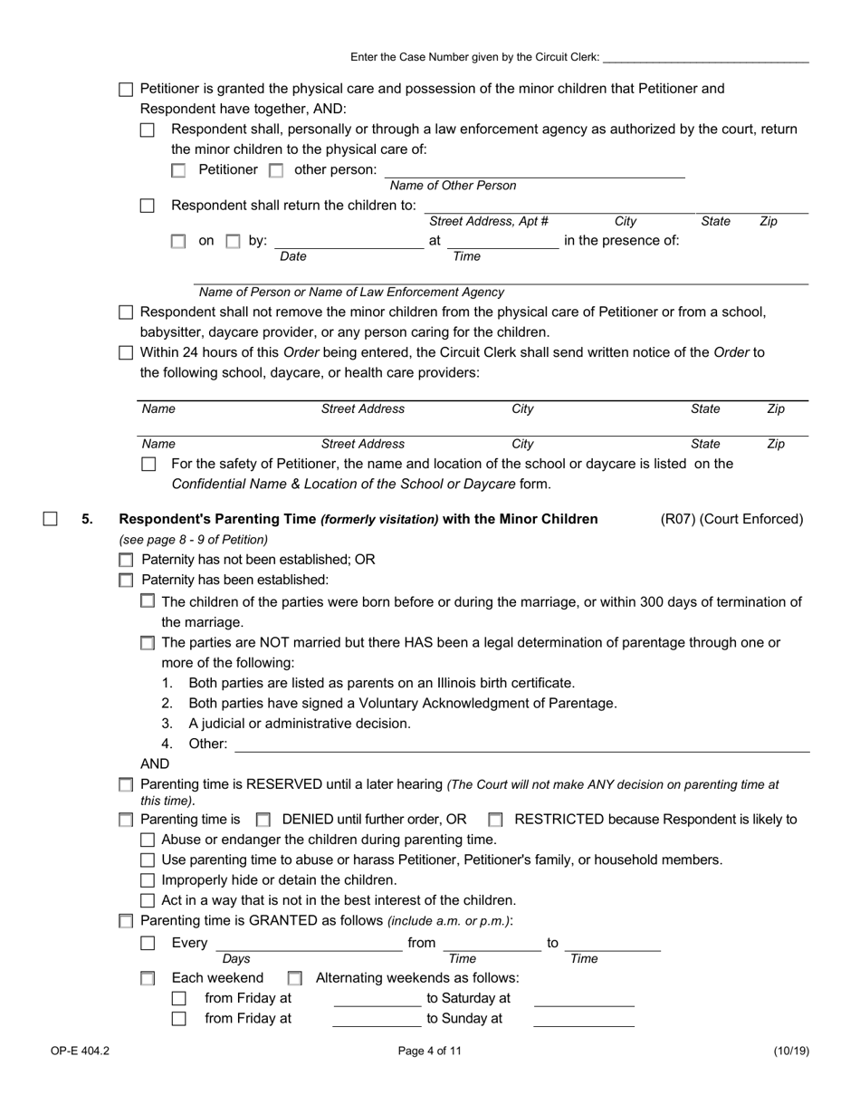 Form OP-E404.2 Emergency Order of Protection - Illinois, Page 4