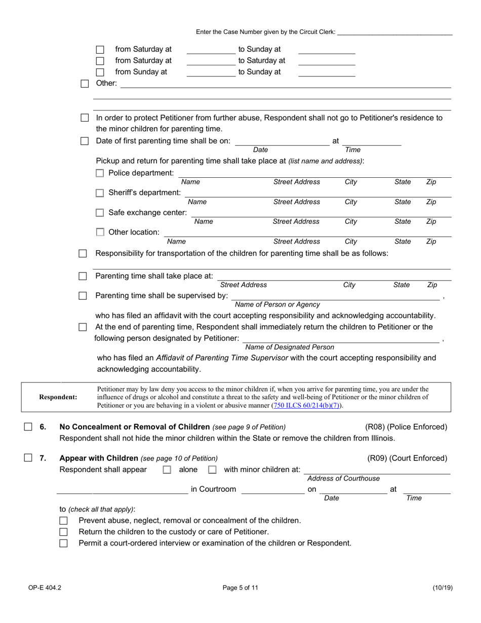 Form OP-E404.2 Emergency Order of Protection - Illinois, Page 5