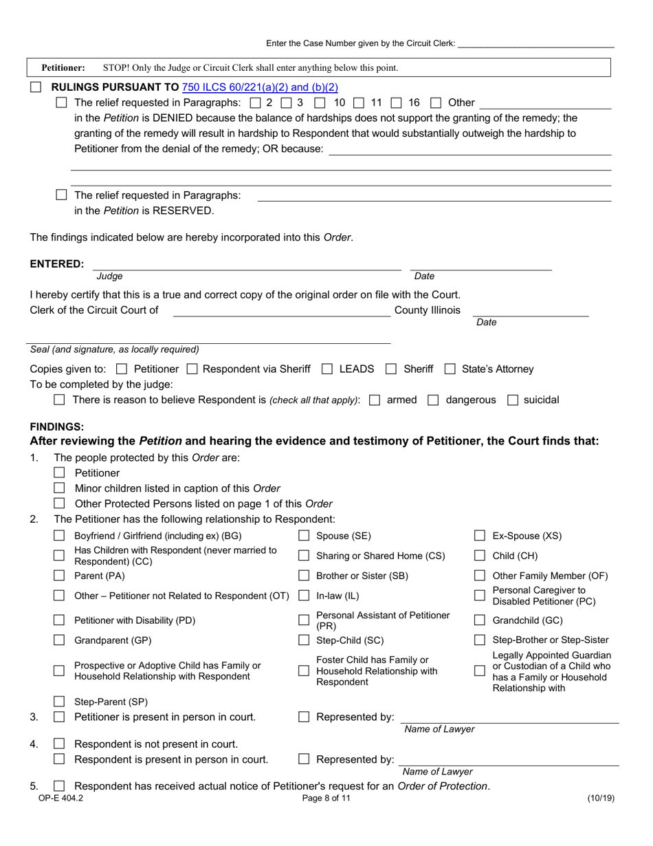 Form OP-E404.2 Emergency Order of Protection - Illinois, Page 8