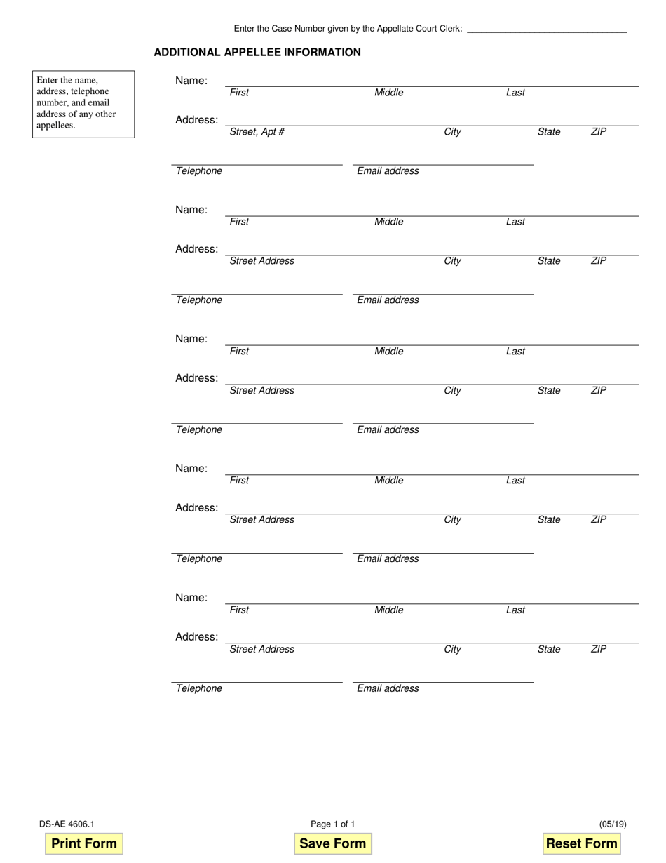 Form DS-AE4606.1 Additional Appellee Information - Illinois, Page 1
