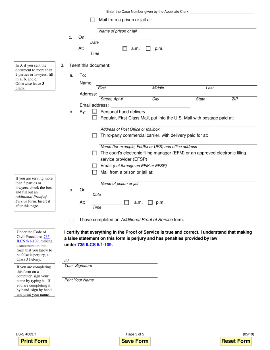 Form DS-S4603.1 Docketing Statement (Civil) - Illinois, Page 5
