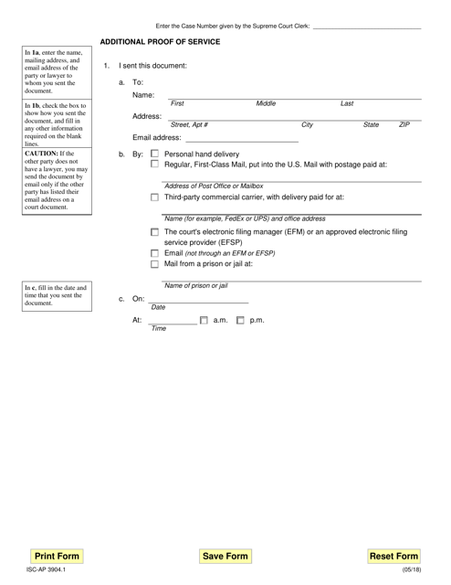 Form ISC-AP3904.1 Motion Additional Proof of Service - Illinois