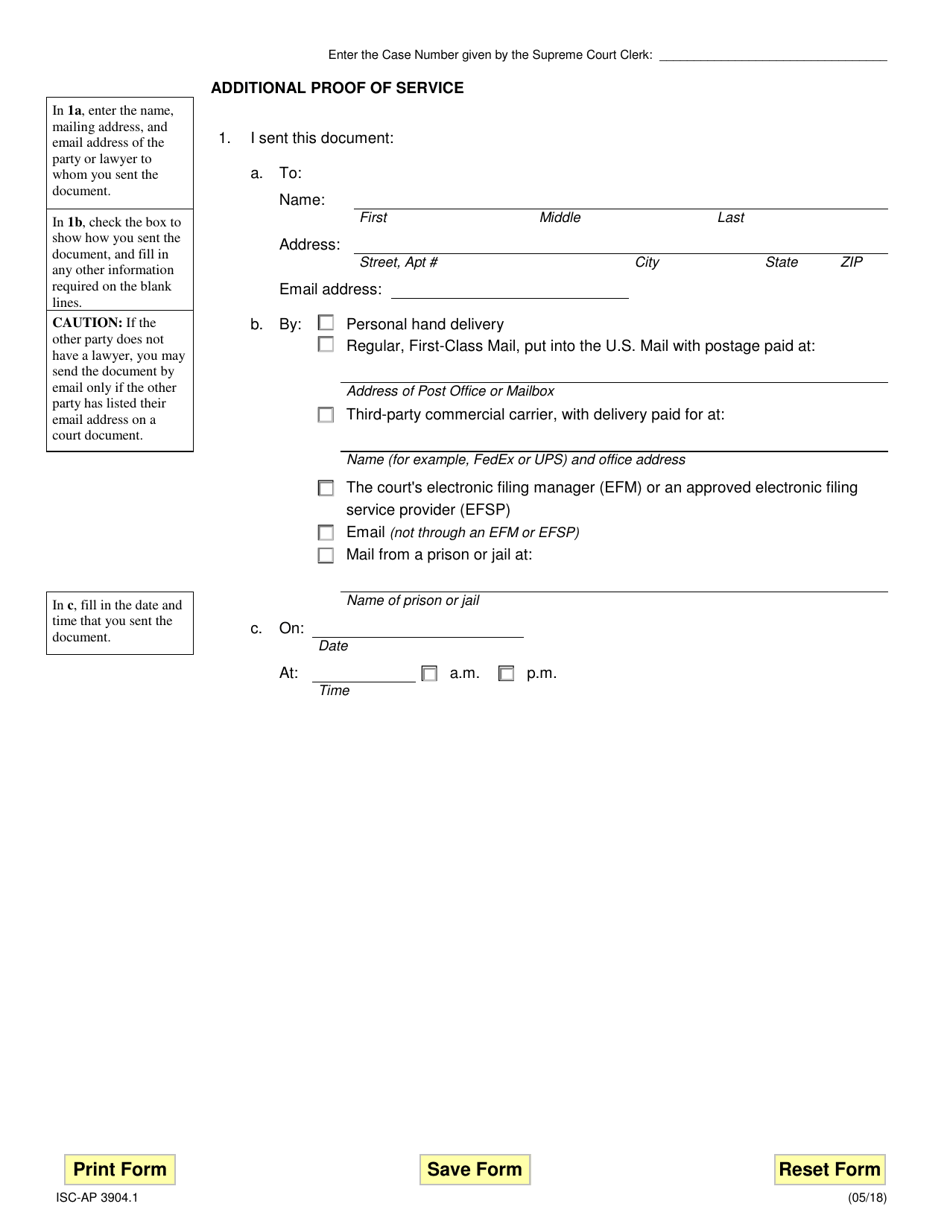 Form ISC-AP3904.1 Motion Additional Proof of Service - Illinois, Page 1