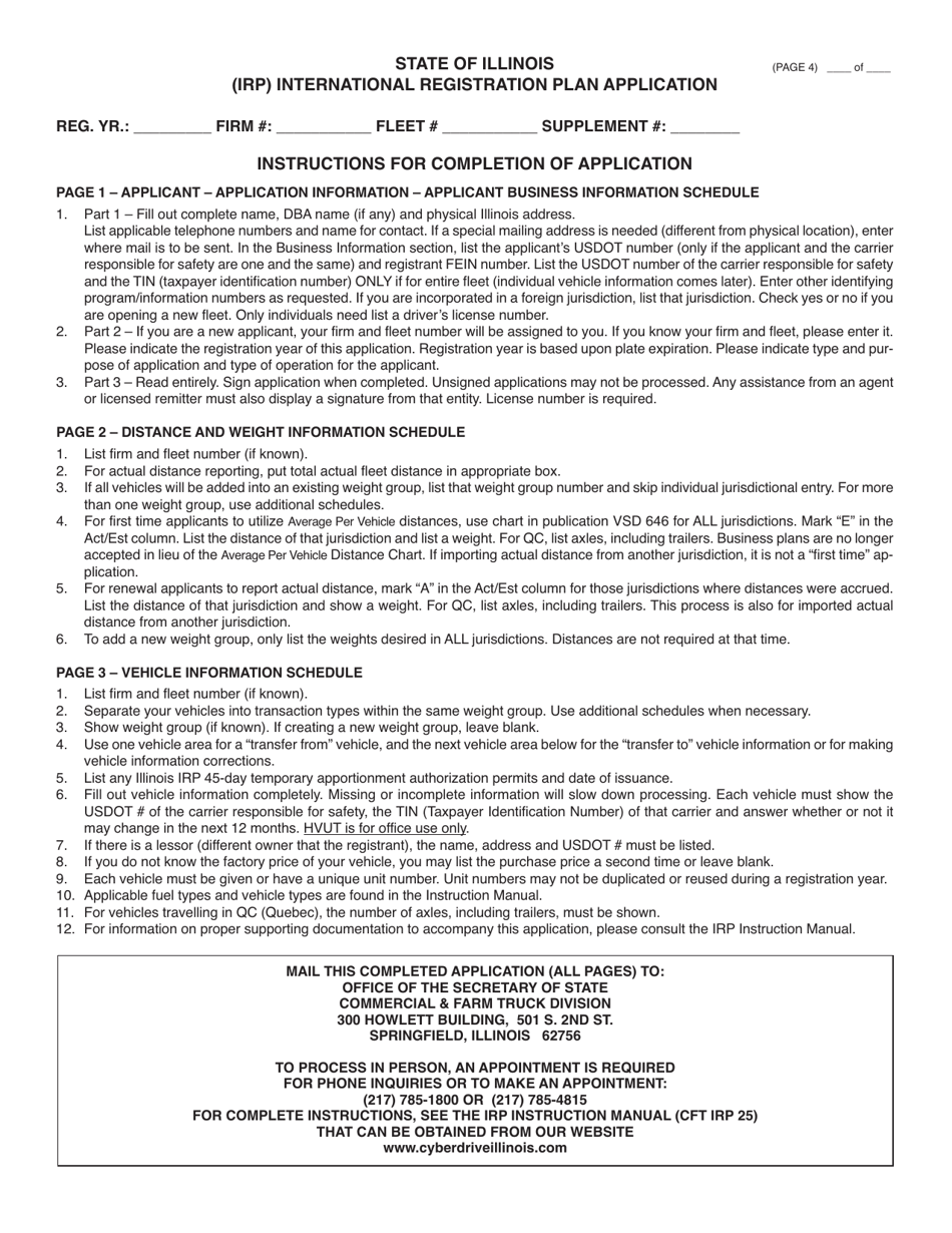 Form CFT IRP22 International Registration Plan (Irp) Application - Illinois, Page 4