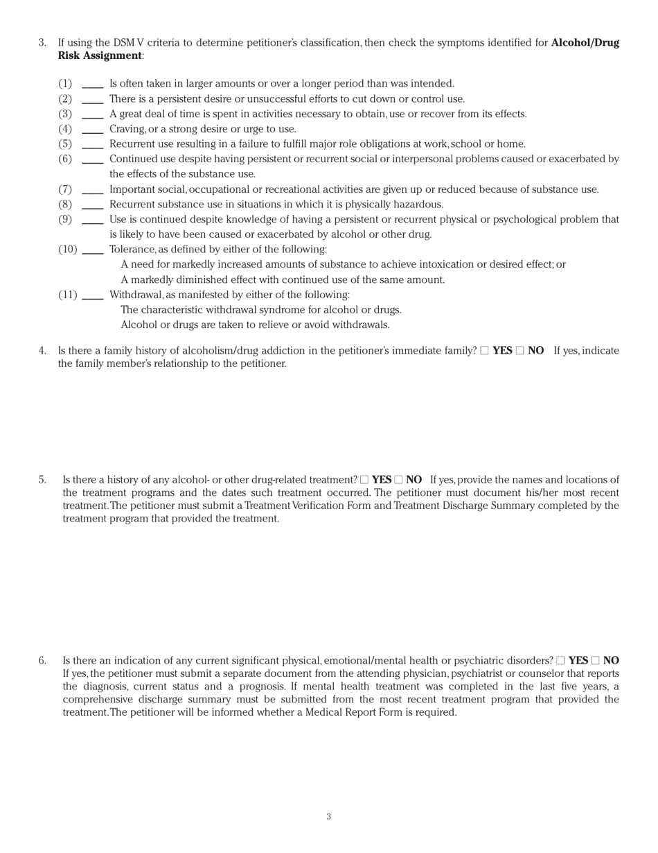Form DAH(IH62 Illinois Petitioner Investigative Alcohol / Drug Evaluation - Illinois, Page 3