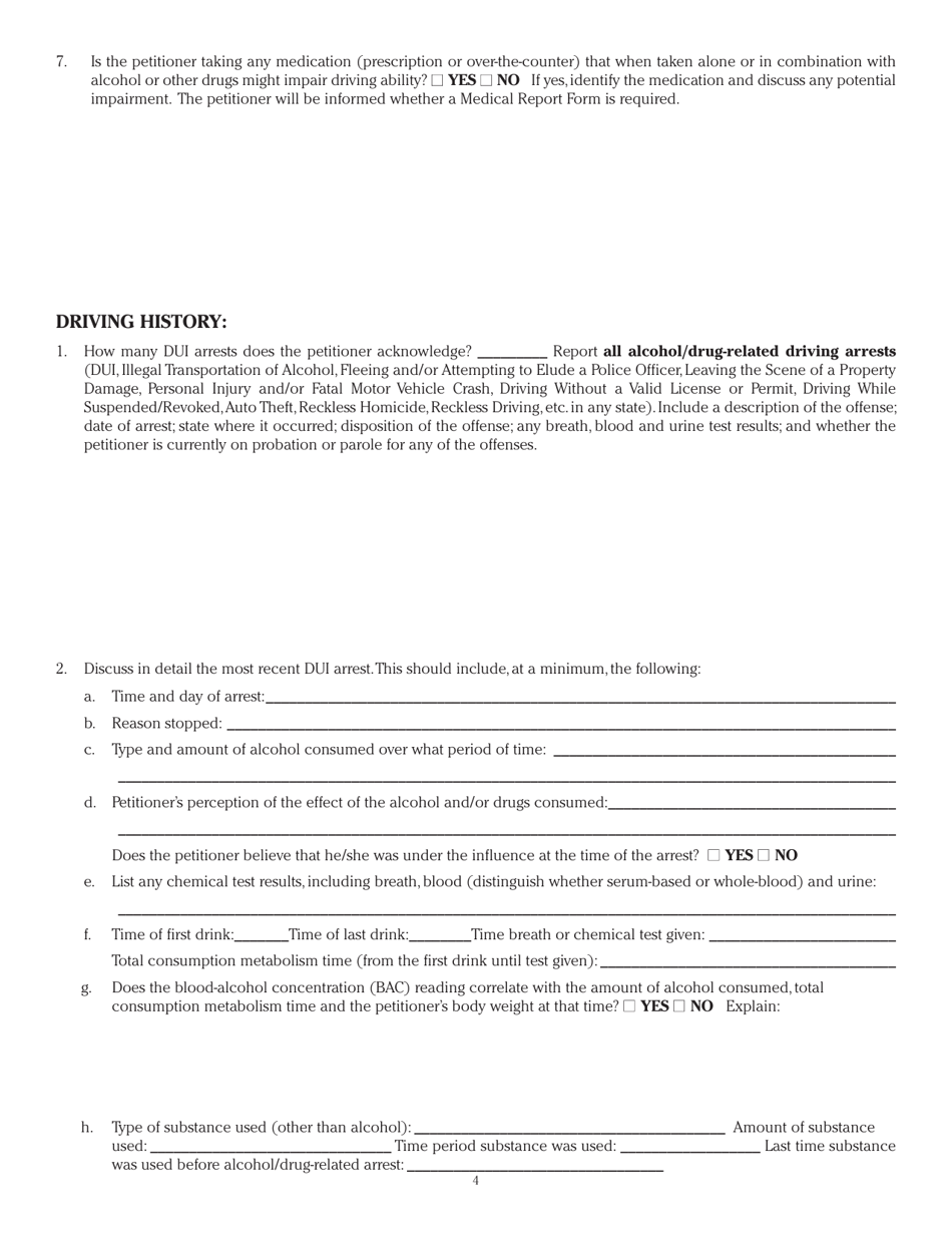 Form DAH OOS1 Out-of-State Petitioner Alcohol / Drug Evaluation Uniform Report - Illinois, Page 4
