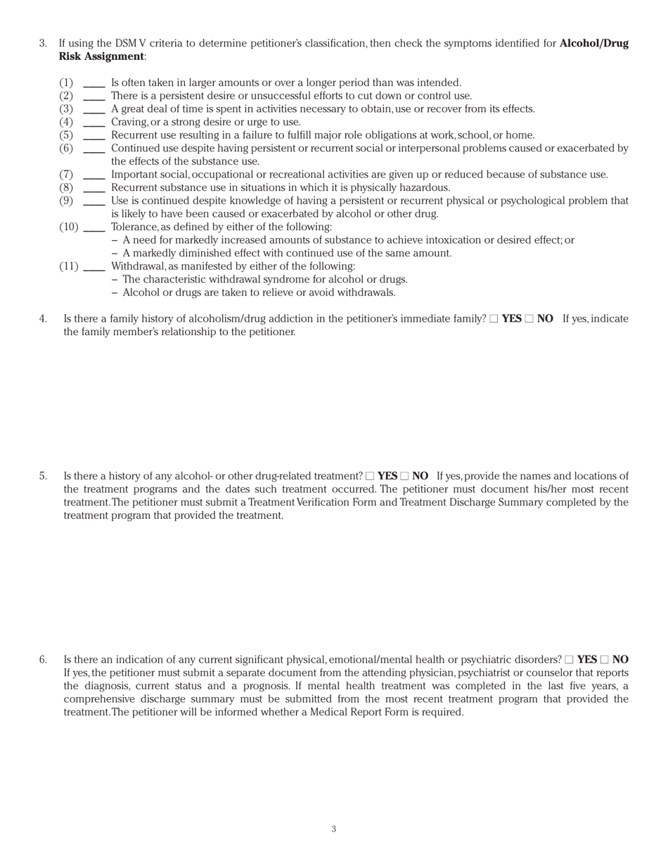 Form DAH OOS3 Out-of-State Petitioner Investigative Alcohol / Drug Evaluation - Illinois, Page 3