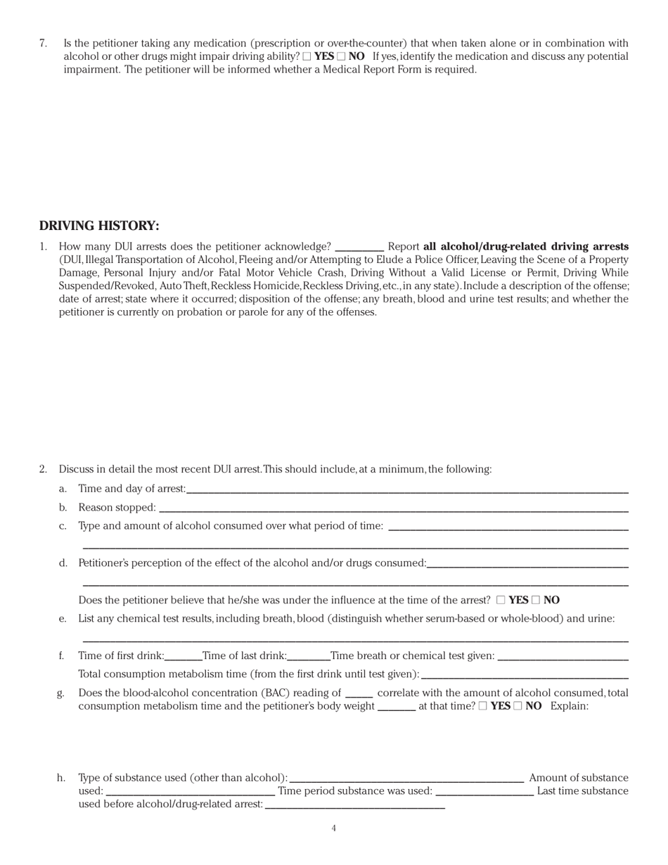 Form DAH OOS3 Out-of-State Petitioner Investigative Alcohol / Drug Evaluation - Illinois, Page 4