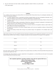 Form DSD CDTS98 Enhanced Skills Driving School Application for Main License - Illinois, Page 2